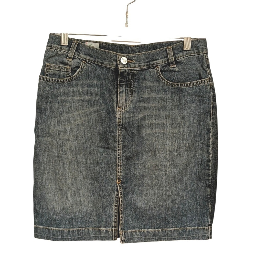Lacoste Women Blue Denim Jean Skirt Knee Length‎ Front Slit skirt